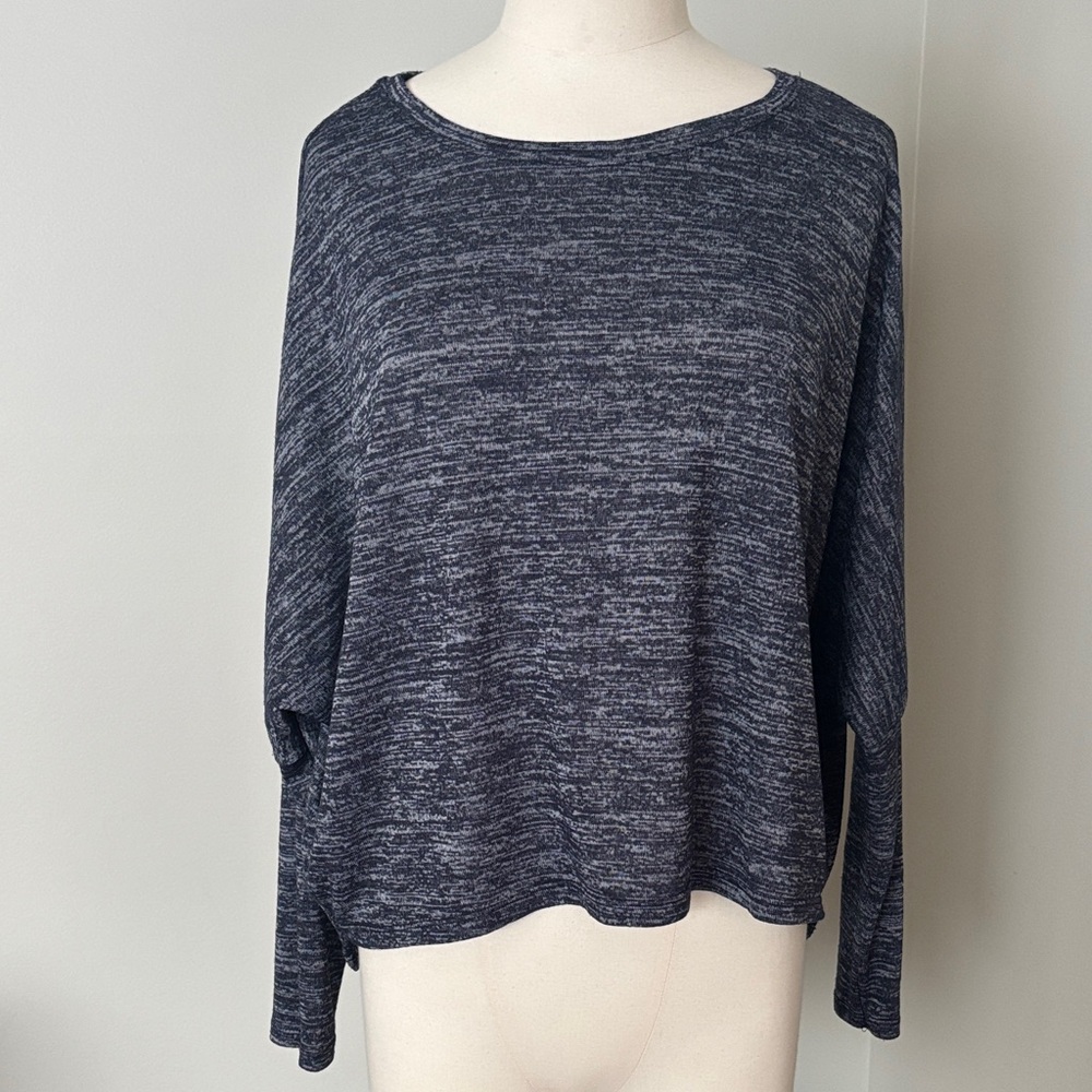 C'est Moi Navy Blue Dolman Sleeve Pleated Back Long Sleeve Top One Size